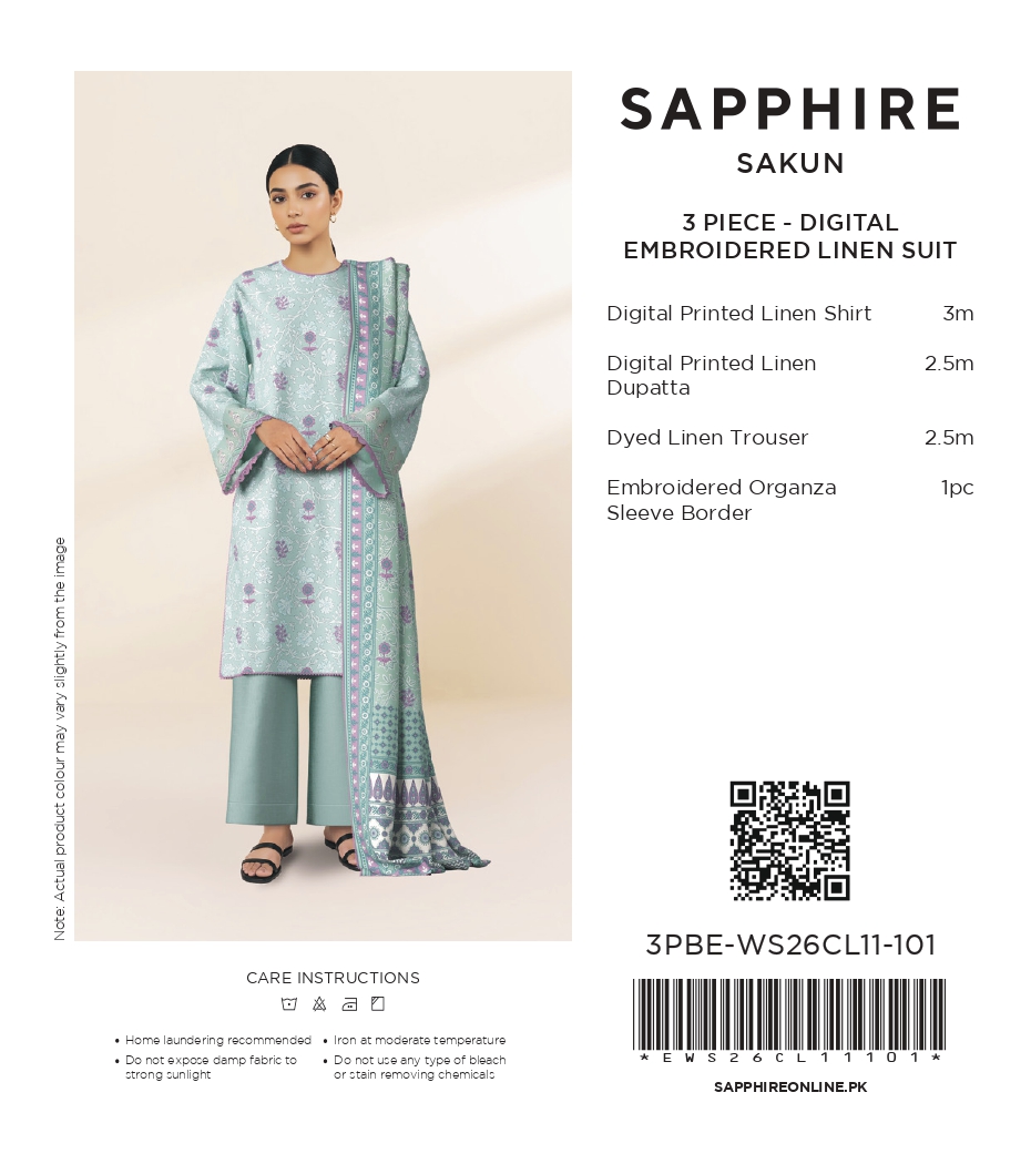 Sapphire 3 Piece Digital Printed Embroidered Linen Suit