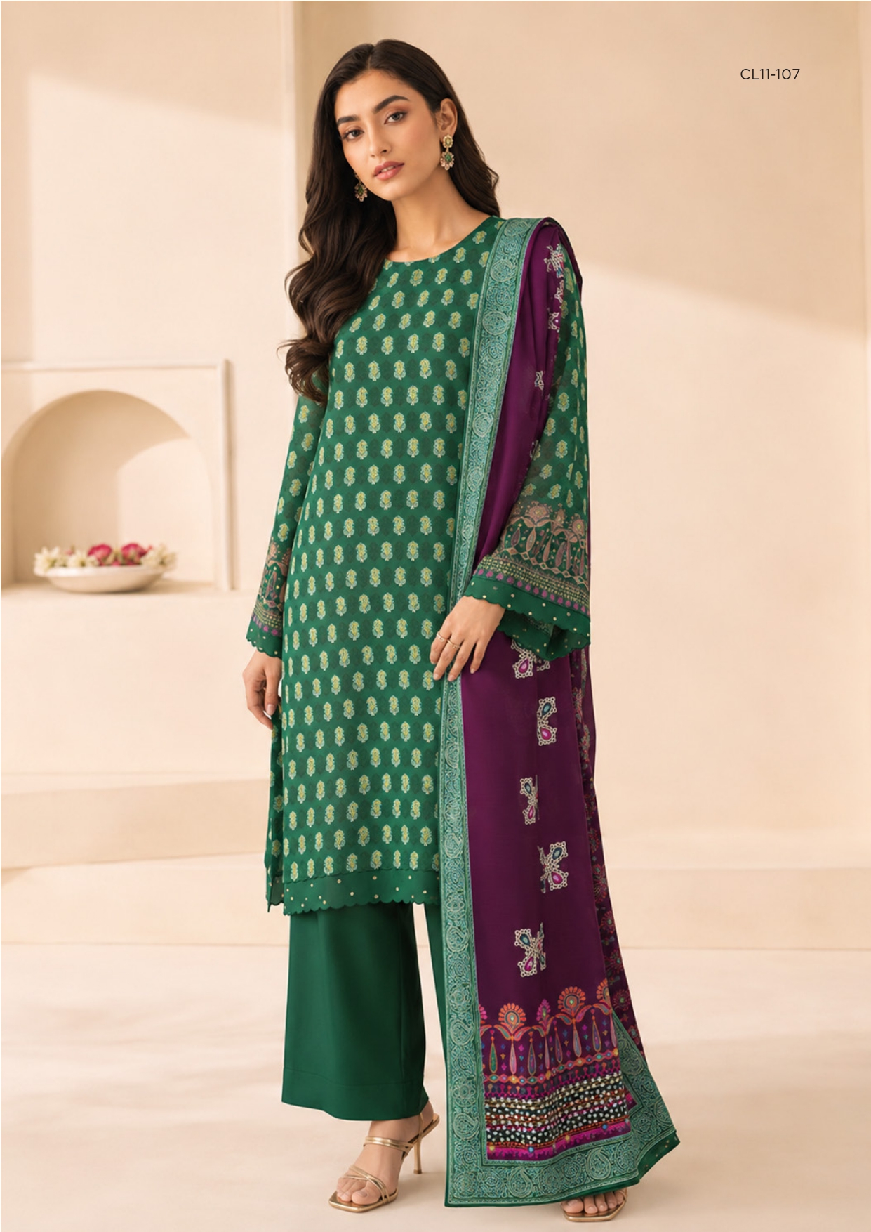 Sapphire 3 Piece Digital Printed Embroidered Linen Suit