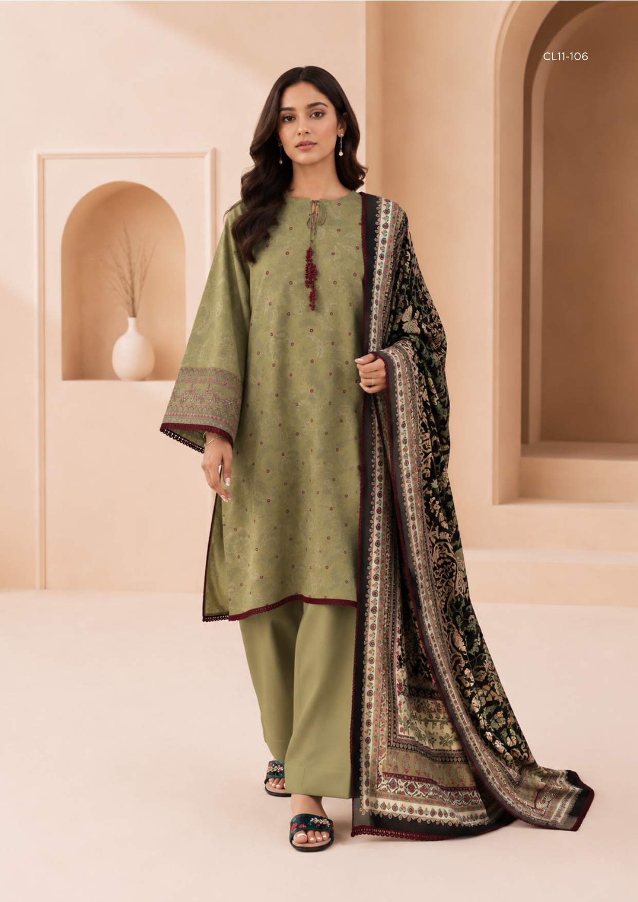 Sapphire 3 Piece Digital Printed Embroidered Linen Suit