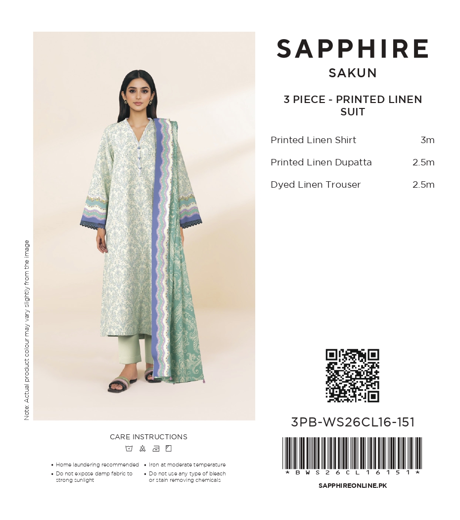 Sapphire 3 PIECE DIGITAL PRINTED LINEN SUIT - 3PB-WS26CL16-151 Hover View