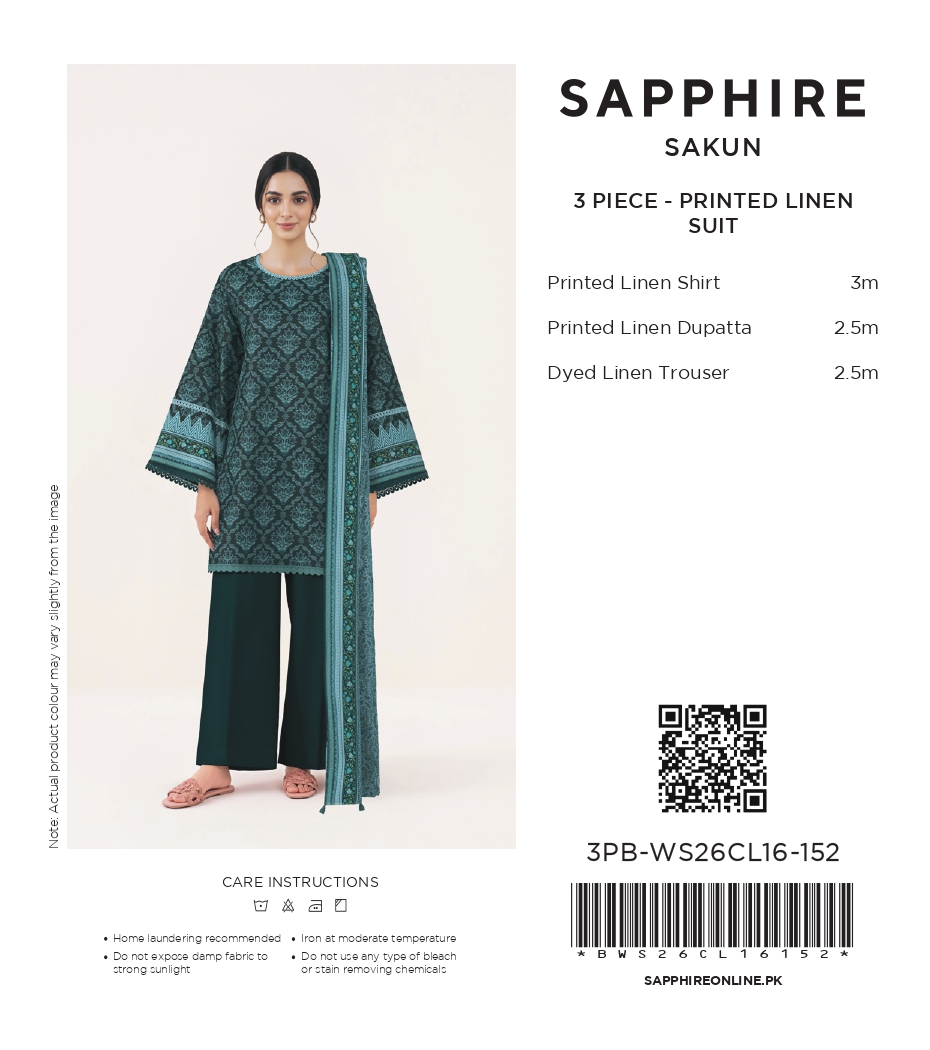 Sapphire 3 PIECE DIGITAL PRINTED LINEN SUIT - 3PB-WS26CL16-152 Hover View