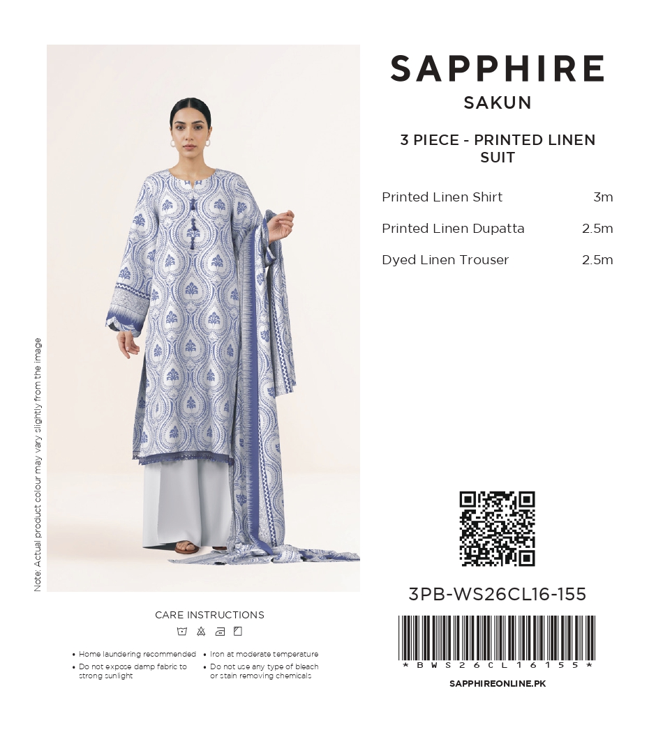 Sapphire 3 PIECE DIGITAL PRINTED LINEN SUIT - 3PB-WS26CL16-155 Hover View