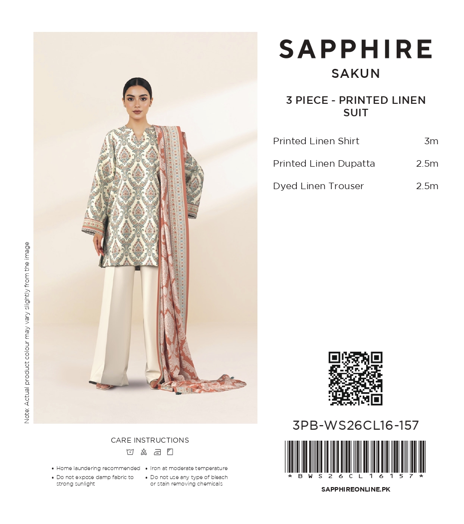 Sapphire 3 PIECE DIGITAL PRINTED LINEN SUIT - 3PB-WS26CL16-157 Hover View