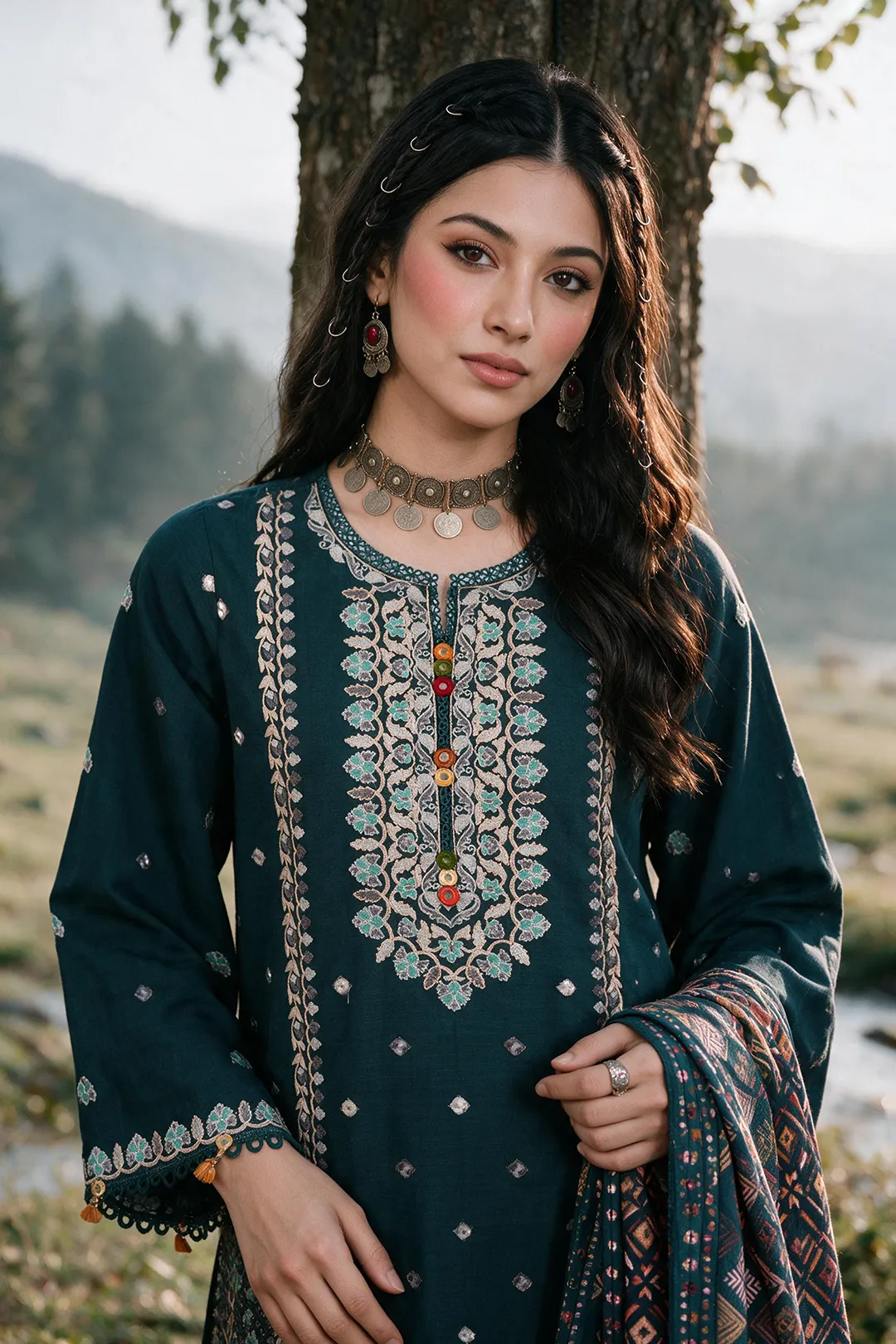 Zellbury Embroidered Shirt Shalwar Shawl - 0335