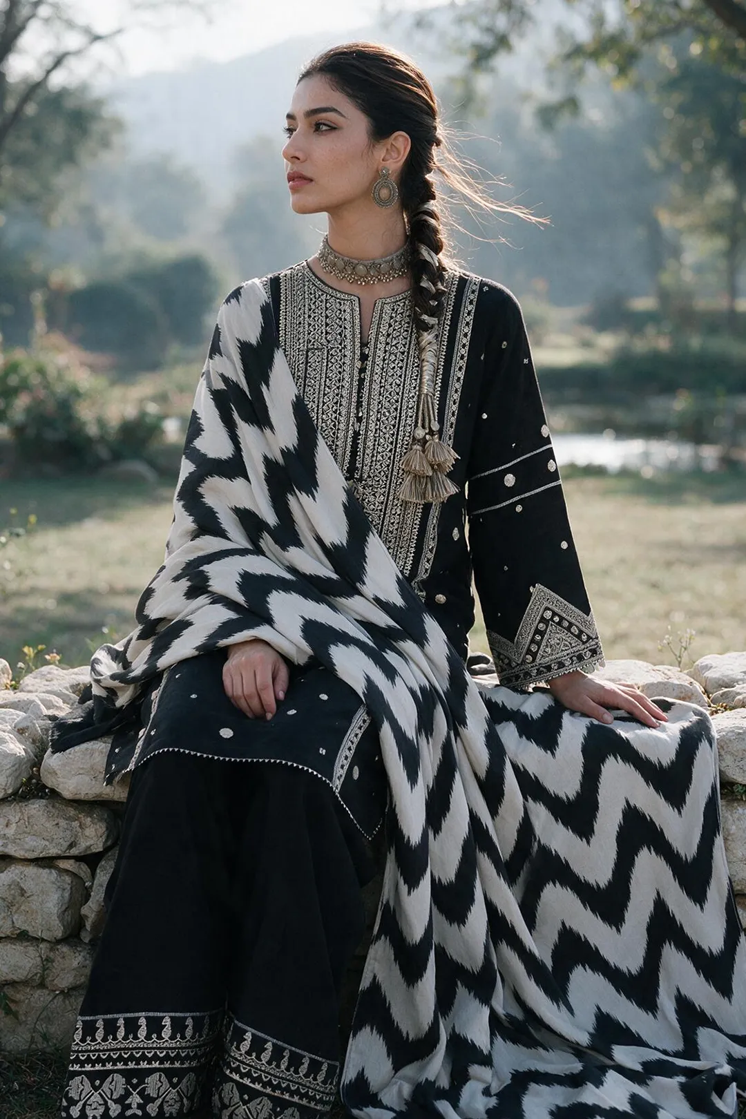 Zellbury Embroidered Shirt Shalwar Shawl - 0336