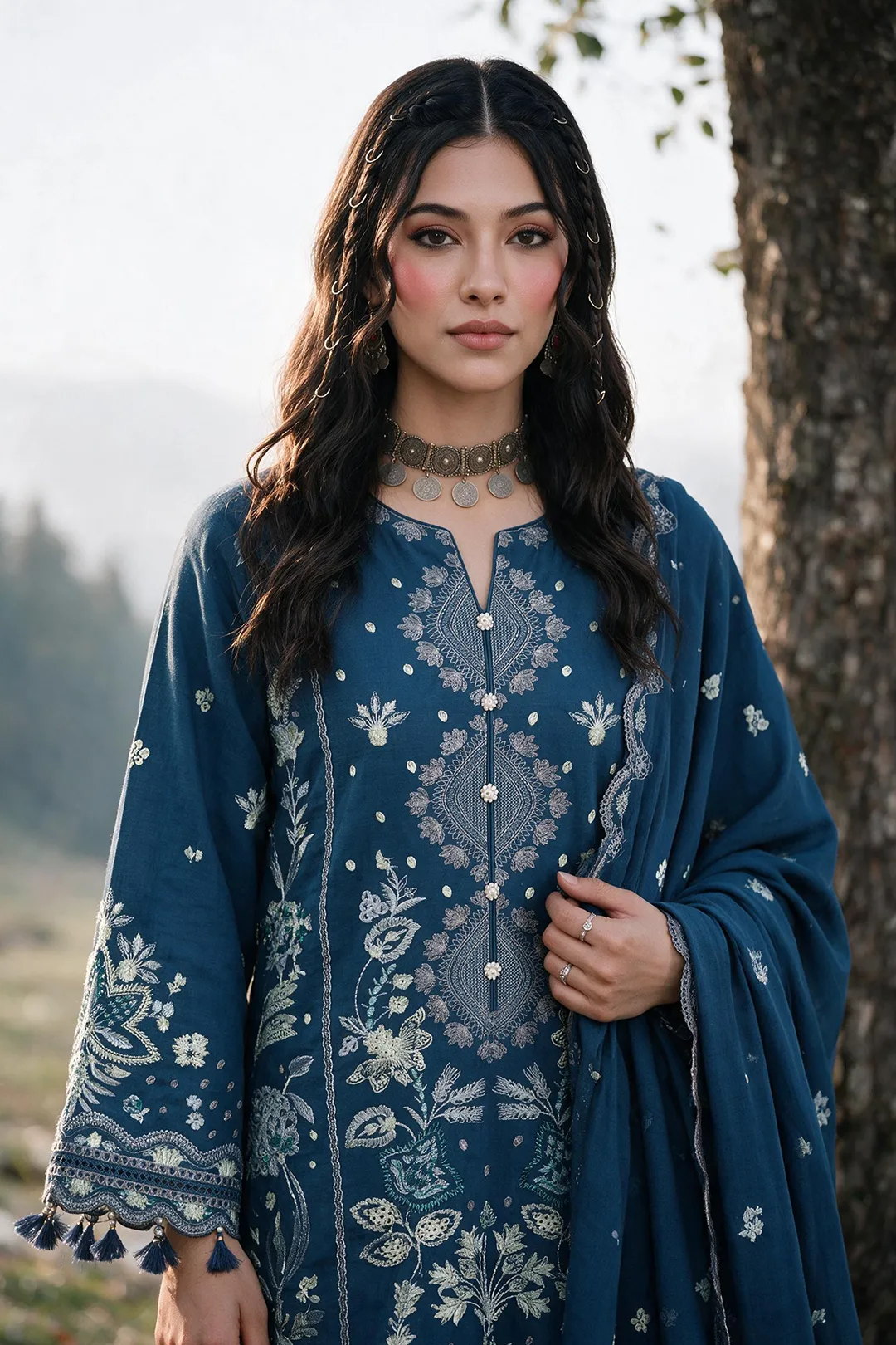 Zellbury Embroidered Shirt Shalwar Shawl - 0345